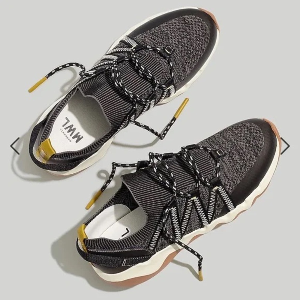 Marlow white Field Knit Sneakers Stylish Black and Brown Women's Sneakers 8.5 W